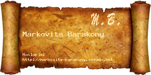 Markovits Barakony névjegykártya